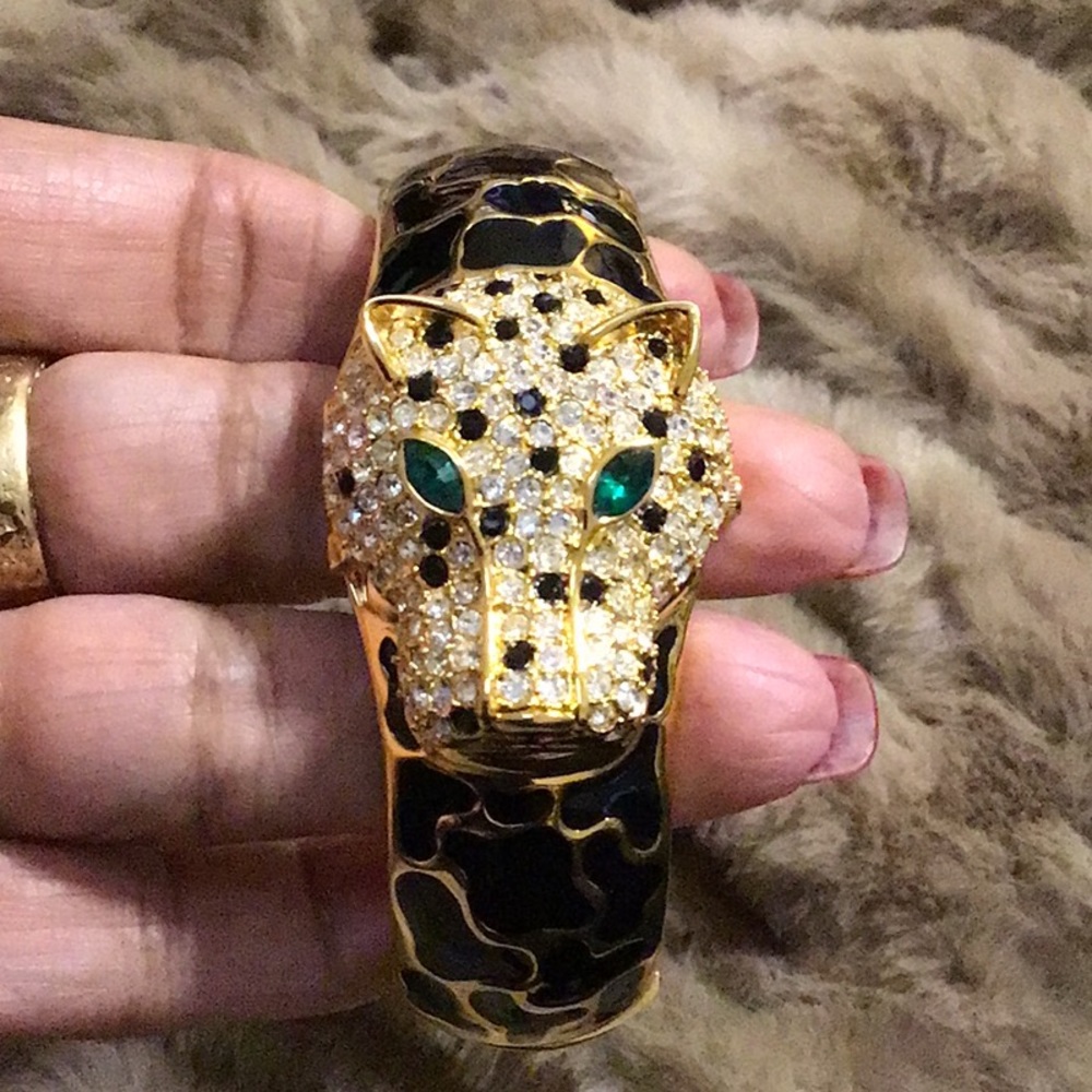 NWT,REAL COLLECTIBLES BY ADRIENNE,JAGUAR CUFF BRACELET WATCH. GORGEOUS, - Picture 1 of 9